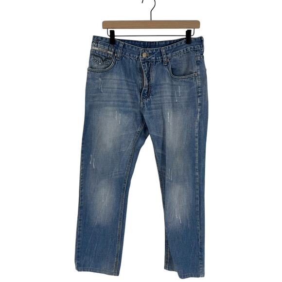 Diesel Mens Straight Leg Distressed Jeans Cotton Medium Wash Denim Size 33 - Picture 1 of 9